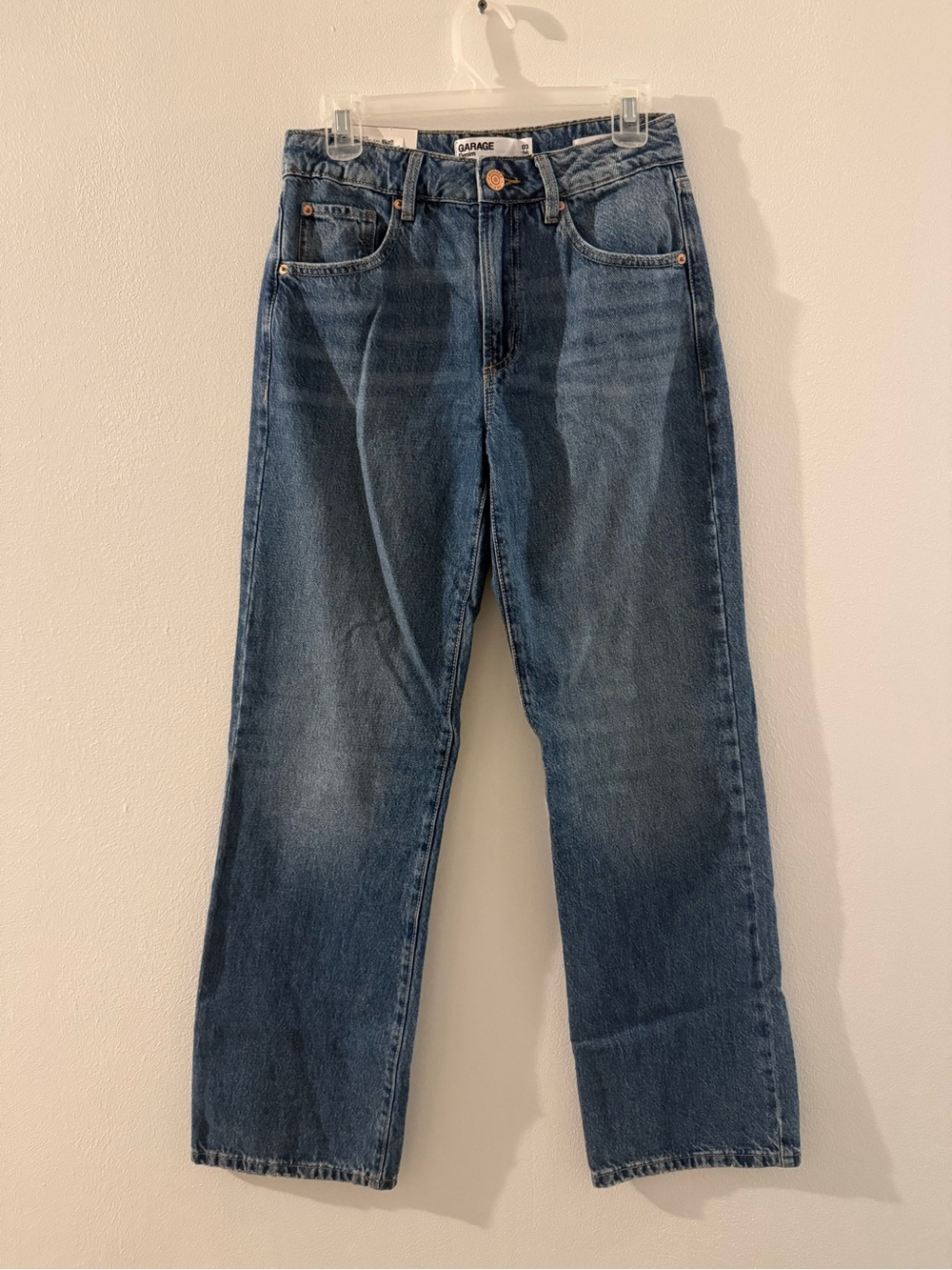 Garage Blue High-Rise Straight Leg Jeans